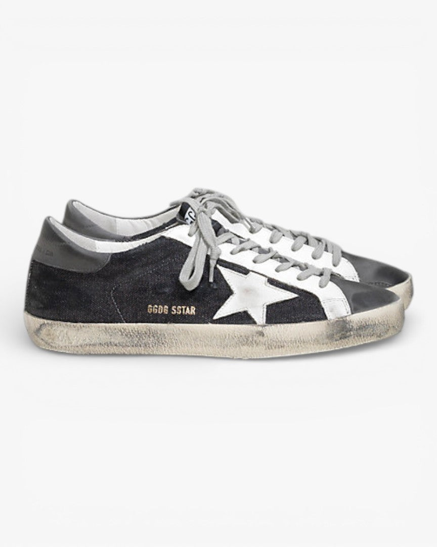 Golden Goose Super‑Star Sneakers Black Denim Grey Nubuck