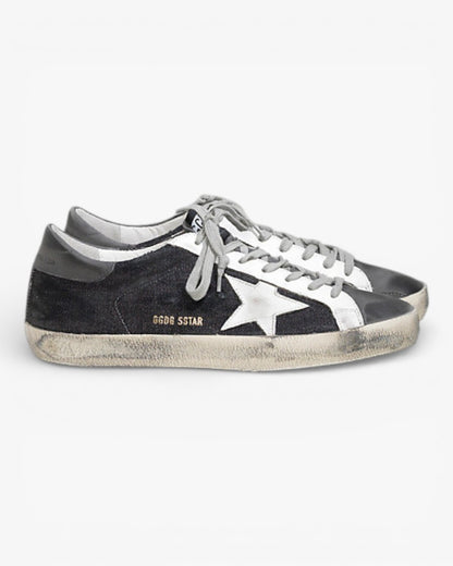 Golden Goose Super‑Star Sneakers Black Denim Grey Nubuck
