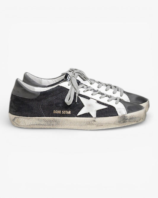 Golden Goose Super‑Star Sneakers Black Denim Grey Nubuck