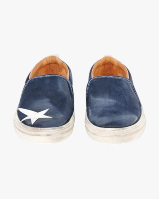 Golden Goose Seastar Blue White Handcrafted Custom Couple Sneakers