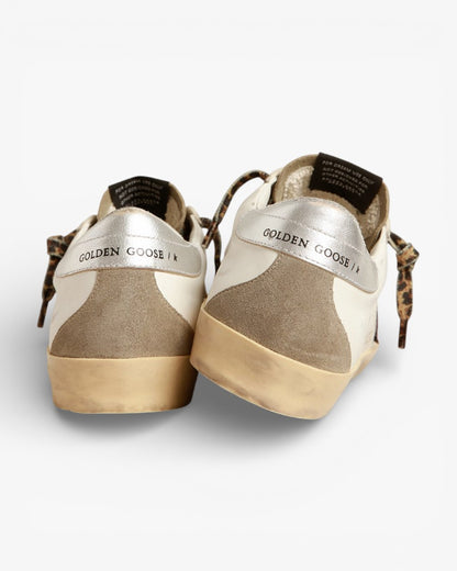 Golden Goose Super‑Star Sneakers Burgundy Glitter Star Silver Heel