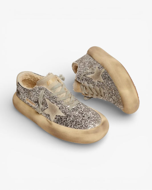 Golden Goose Space Star Silver Glitter Sneakers