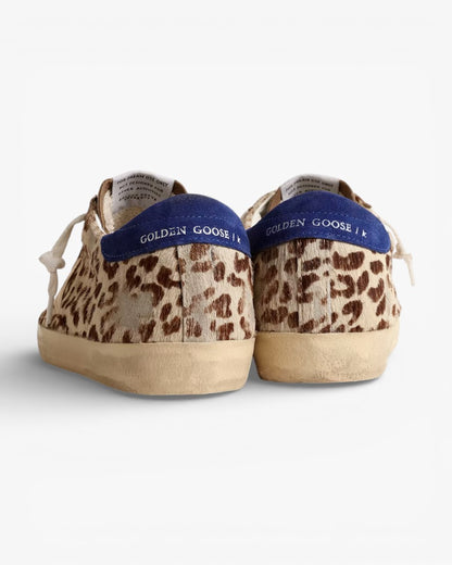Golden Goose Super-Star LTD Pony Skin Gold Star Suede Heel Tab