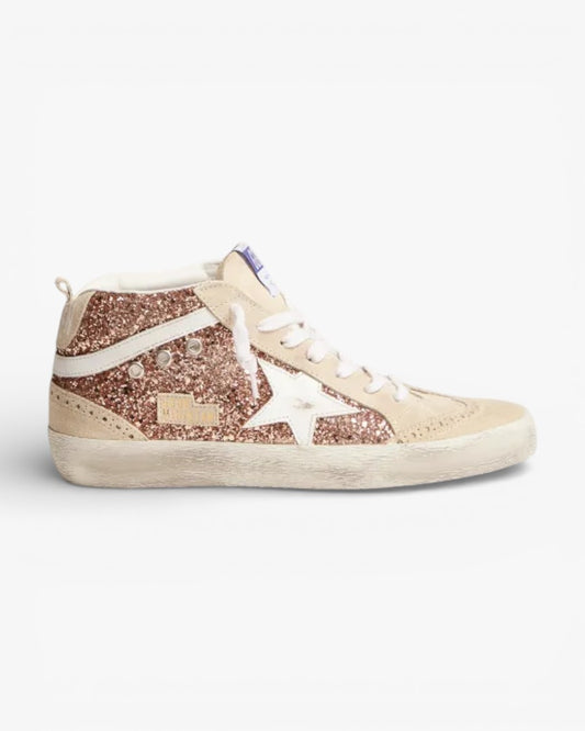 Golden Goose Mid Star Sneakers Pink-Gold Glitter