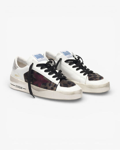 Golden Goose Leopard Print Star Glitter Heel Stardan Sneakers