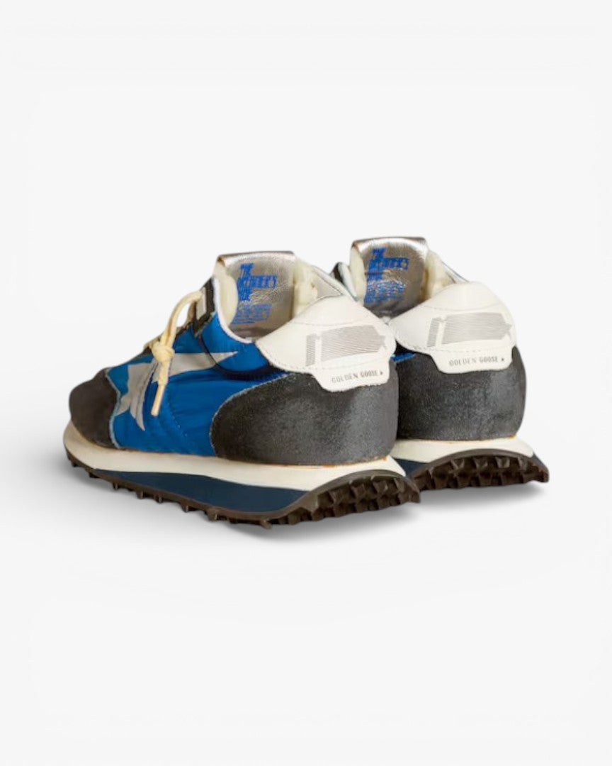 Golden Goose Marathon White Nylon and Silver Star Sneakers