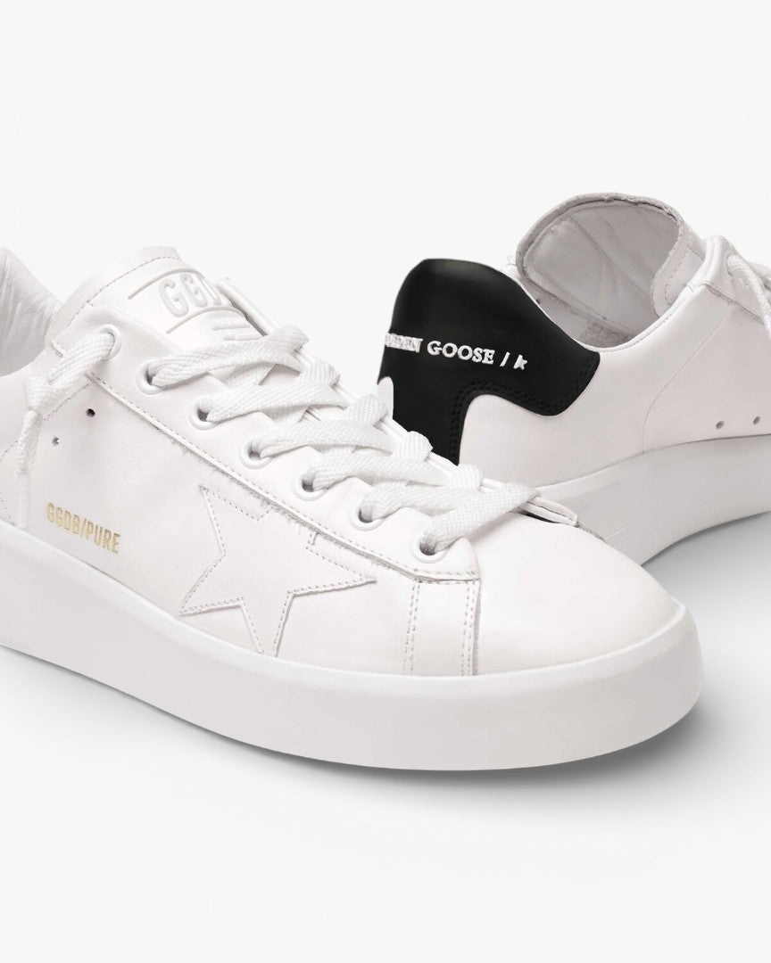 Golden Goose Purestar White Leather Sneakers Black Heel Tab