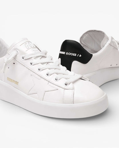 Golden Goose Purestar White Leather Sneakers Black Heel Tab