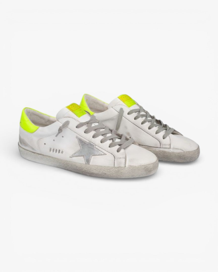 Golden Goose Super-Star Sneakers with Fluorescent Yellow Details