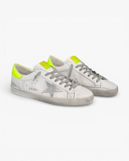 Golden Goose Super-Star Sneakers with Fluorescent Yellow Details