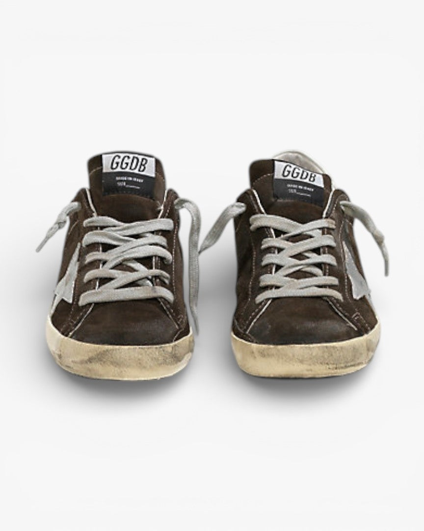 Golden Goose Super-Star Sneakers with Coffee Suede Leather Star