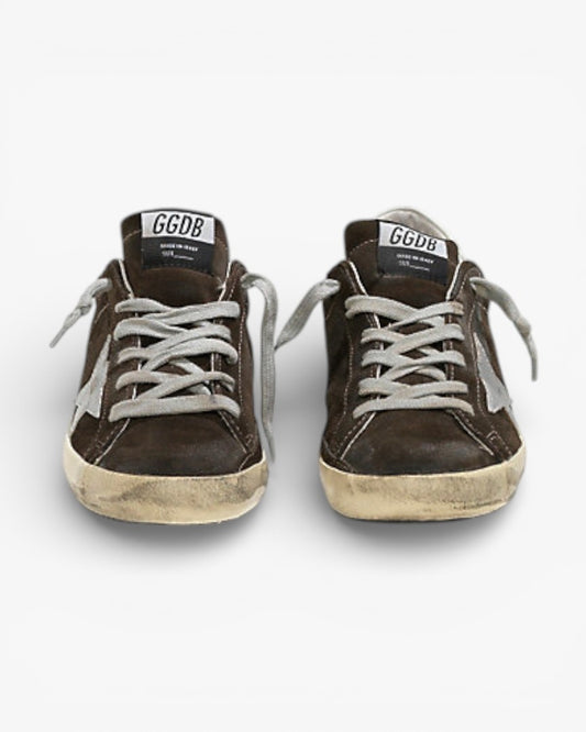 Golden Goose Super-Star Sneakers with Coffee Suede Leather Star