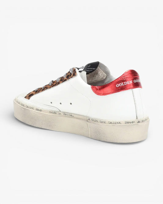 Golden Goose Hi Star Leopard Calf Hair Leather Sneakers