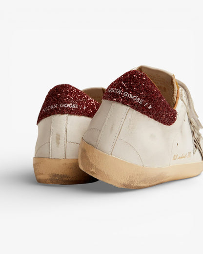 Golden Goose Old School Sneakers Zebra Pony Skin Star Red Glitter Heel
