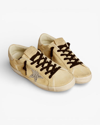 Golden Goose Women’s Super-Star LTD Suede Glitter Star Leather Heel Tab
