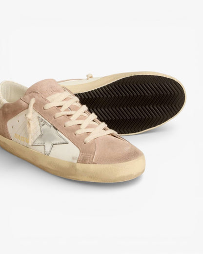 Golden Goose Women’s Super-Star Pink Suede Silver Metallic Leather Star