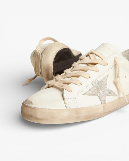 Golden Goose Super‑Star Sneakers Snake‑Print Star Gold Glitter Heel