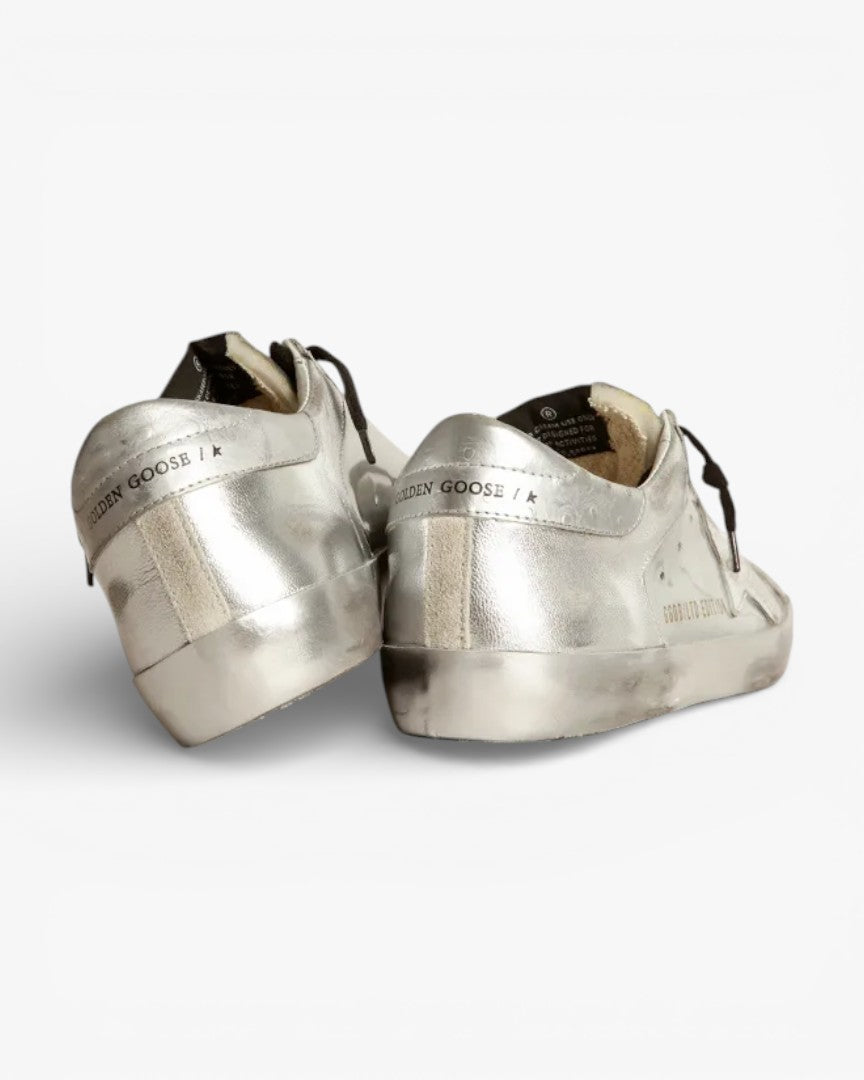 Golden Goose Super‑Star Sneakers Silver Heel Tab