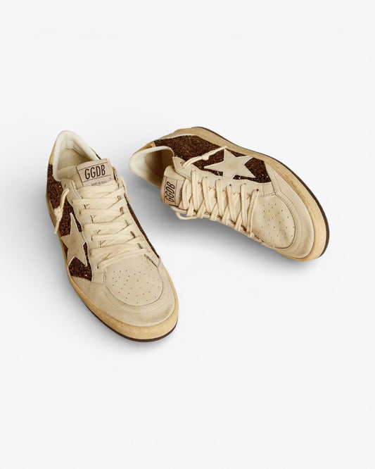 Golden Goose Ball Star Brown Glitter Sneakers