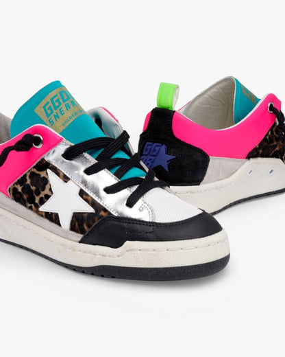 Golden Goose Yeah White Leather Sneakers Blue Glitter Star