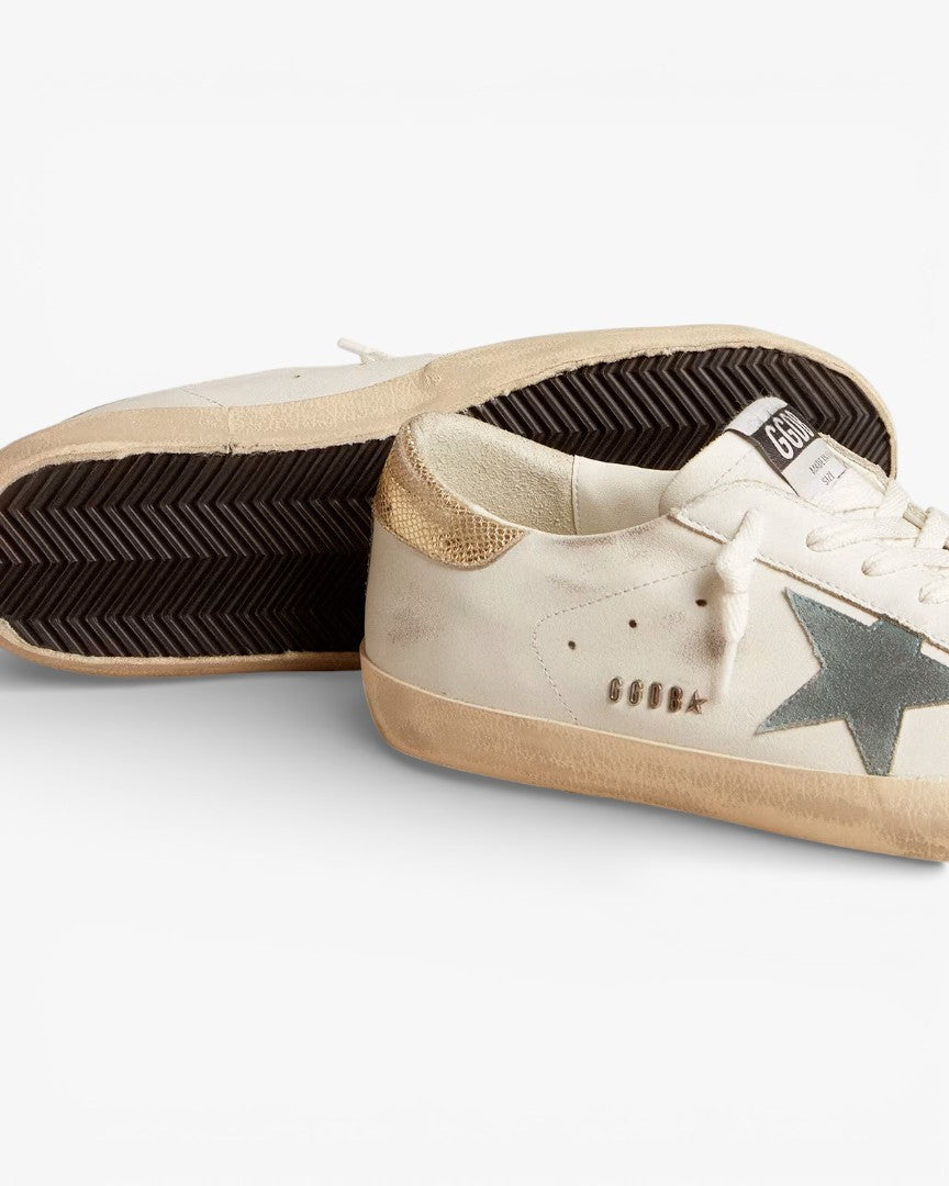 Golden Goose Super-Star Suede Star Platinum Snake-Print Leather Heel Tab