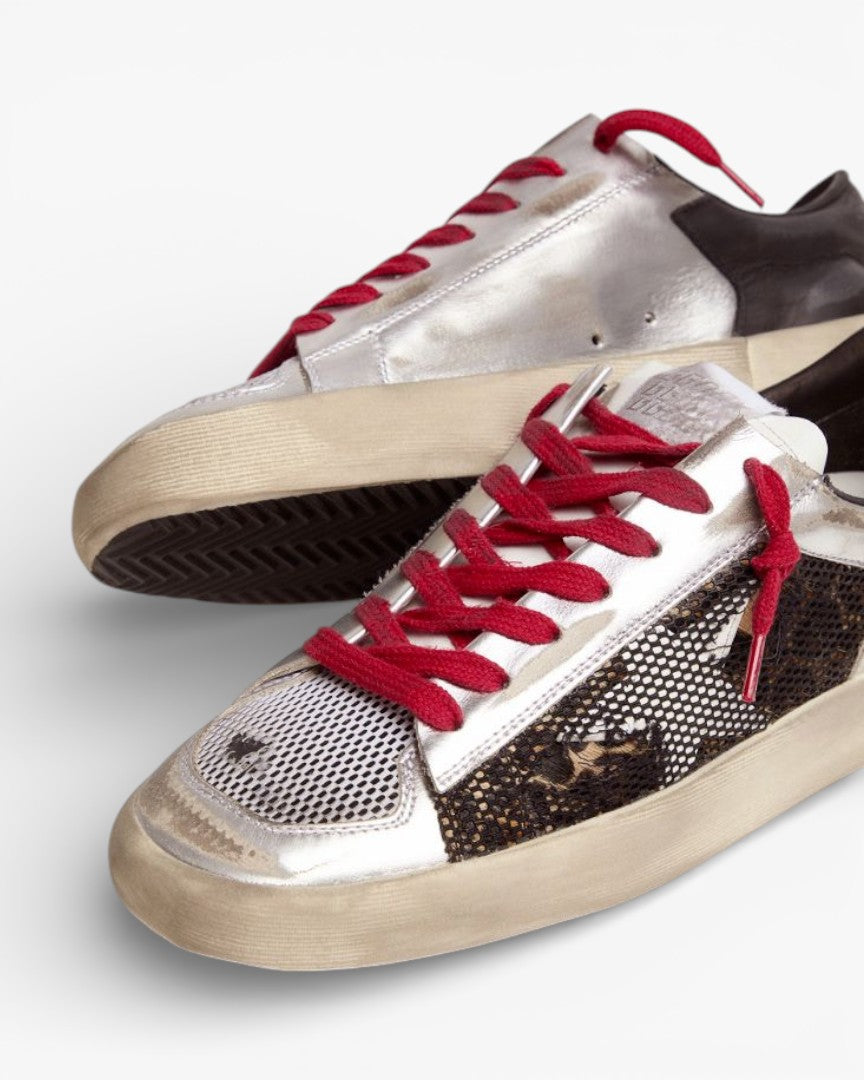 Golden Goose Stardan White Leather Sneakers Black Star Black Heel