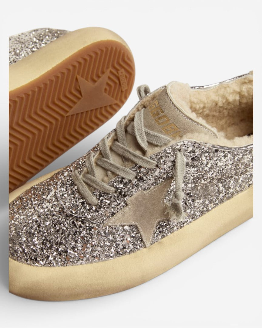 Golden Goose Space Star Silver Glitter Sneakers