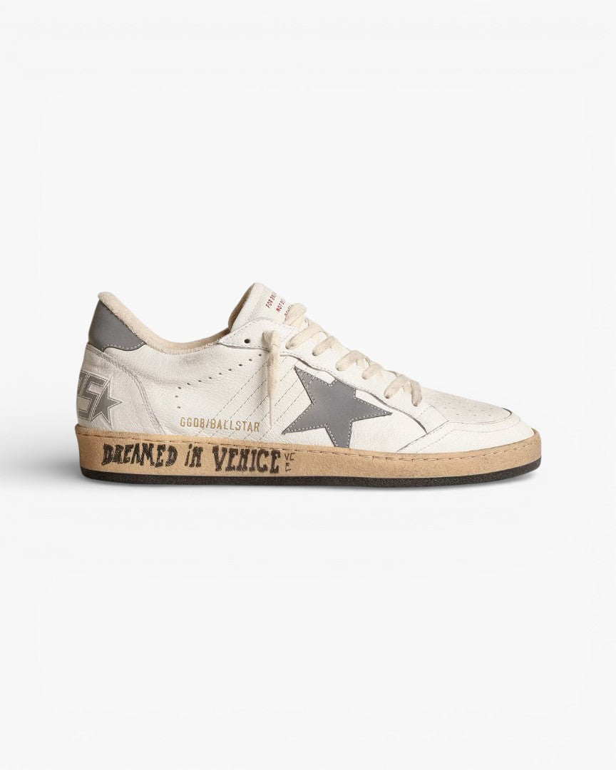 Golden Goose Ball Star White Nappa Sneakers Gray Reflective Star