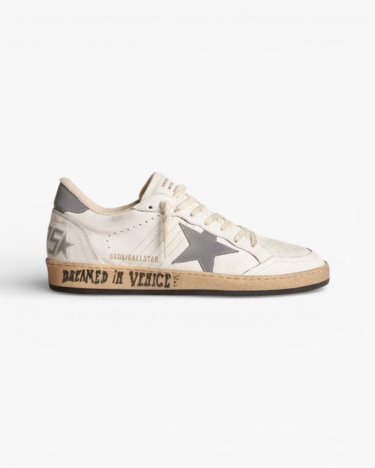 Golden Goose Ball Star White Nappa Sneakers Gray Reflective Star