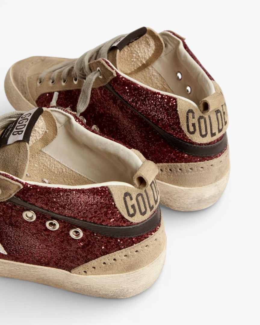 Golden Goose Mid Star Sneakers Silver Metallic Leather Dove-Gray Suede Star Flash (Copy)