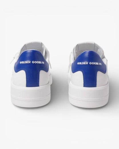 Golden Goose Purestar White Leather Sneakers Blue Heel Tab