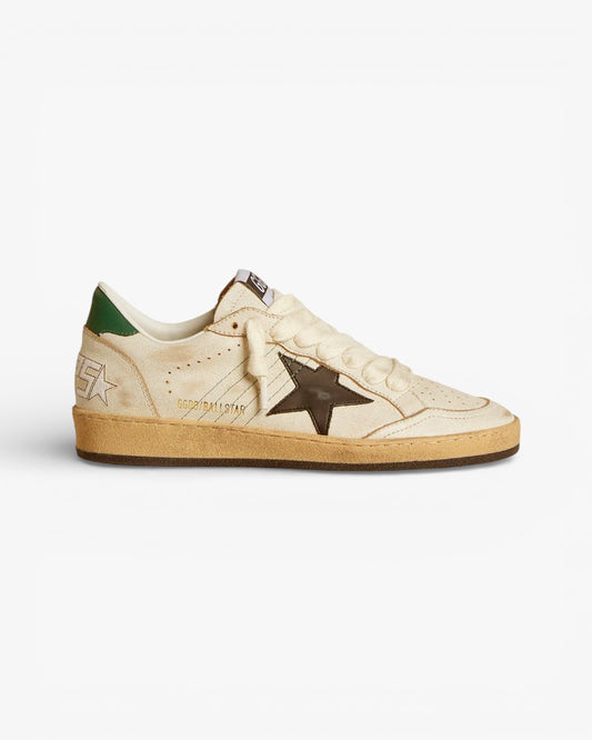 Golden Goose Ball Star Cream Leather Brown Star Sneakers