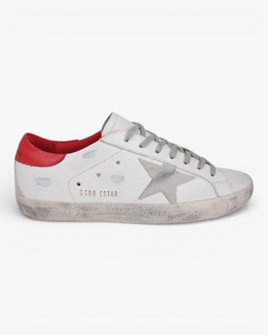 Golden Goose White Red Handcrafted Custom Couple Sneakers