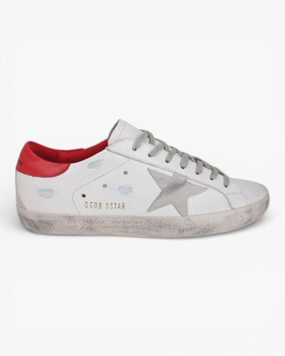 Golden Goose White Red Handcrafted Custom Couple Sneakers