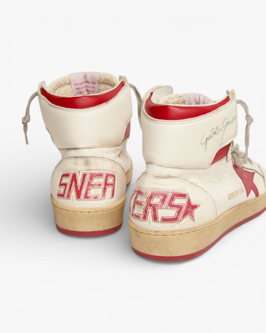 Golden Goose Sky Star Sneakers With Red Leather Inserts