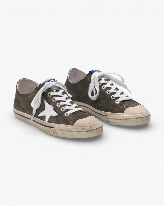 Golden Goose V STAR 2 Suede Star Glitter Heel Sneakers