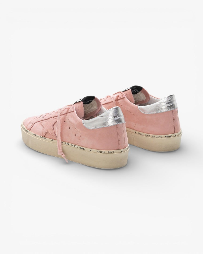 Golden Goose Hi-Star Sneakers Powder Nabuk Leather Silver Leaf Branding