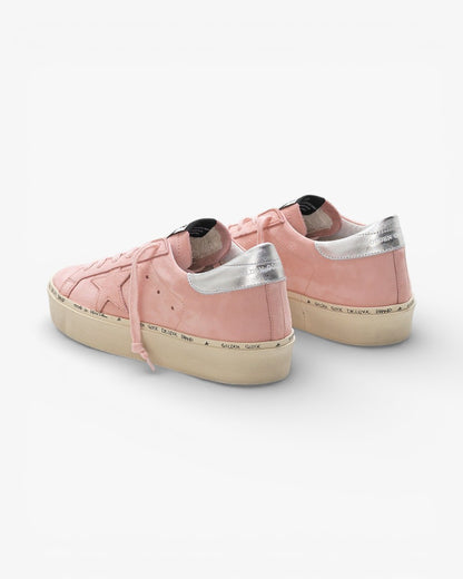 Golden Goose Hi-Star Sneakers Powder Nabuk Leather Silver Leaf Branding