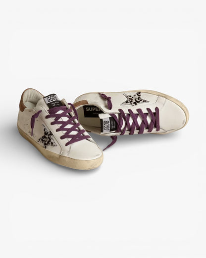 Golden Goose Super-Star Leopard Pony Skin Star Brown Nubuck Heel Tab