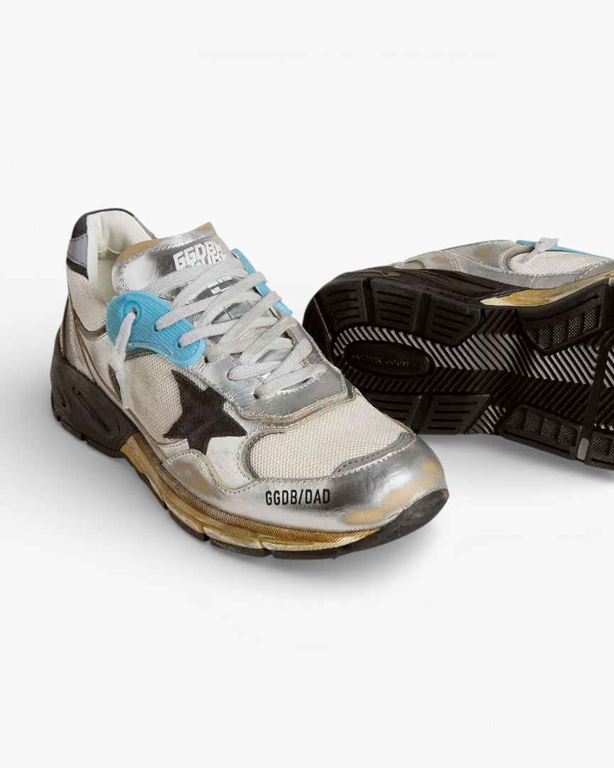 Golden Goose Running Star Silver Blue Sneakers