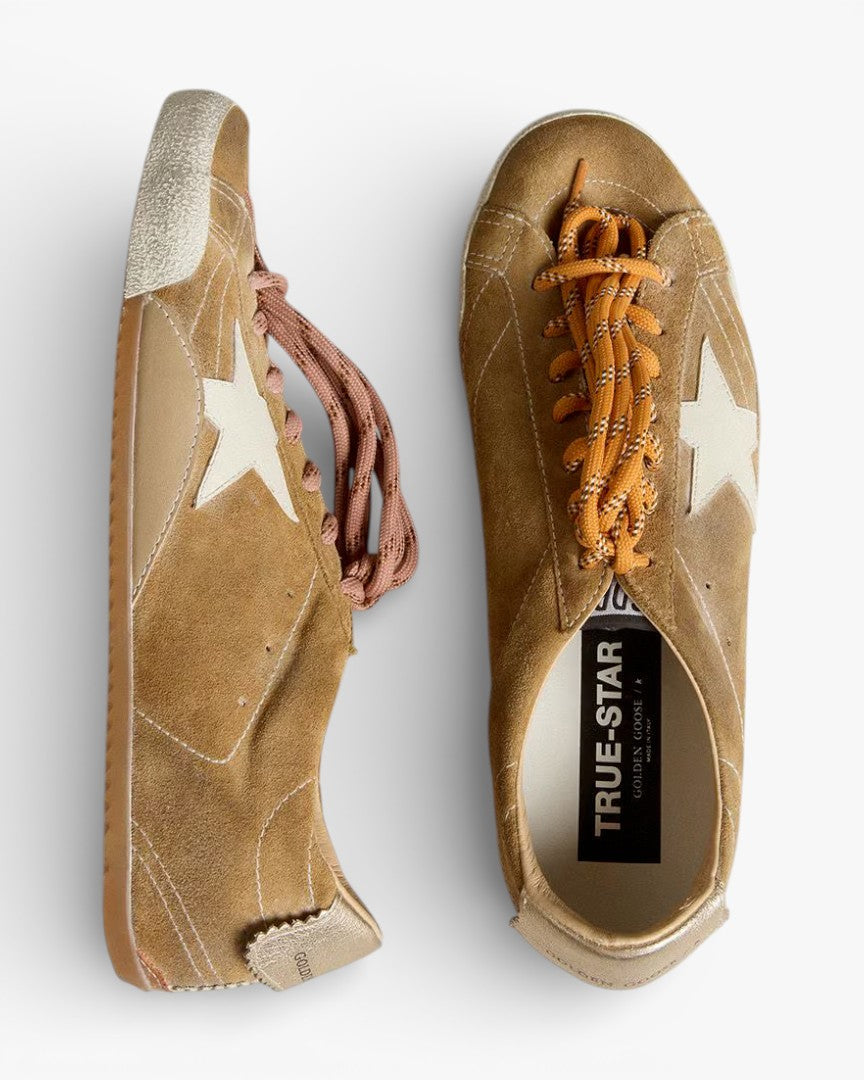 Golden Goose Ball Star White Leather Sneakers with Red Star