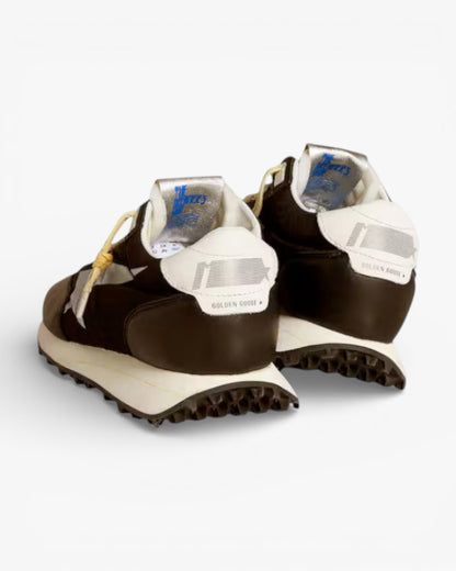 Golden Goose Marathon Brown Leather Sneakers with Silver Star Detail