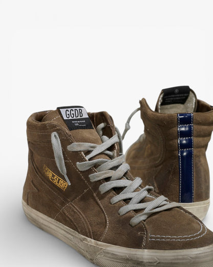 Golden Goose Slide Sneakers Camoscio Suede Green Leather Bluett Star