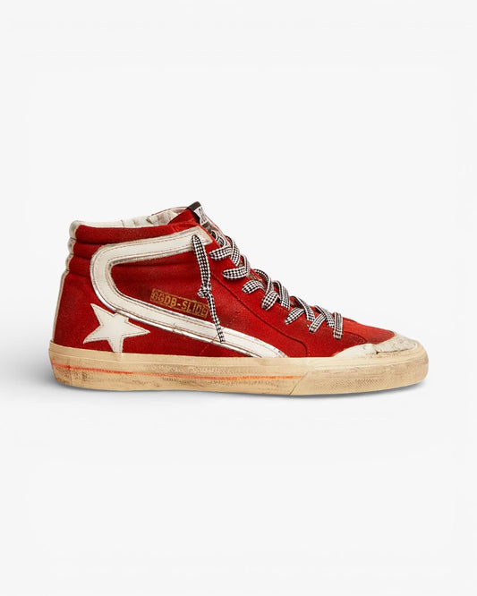 Golden Goose Slide Penstar Sneakers Suede Rosso White Details