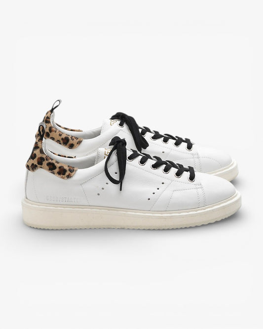 Golden Goose Starter Sneakers G32WS631 Natural Calf Leather Pony Hair Heel Tab