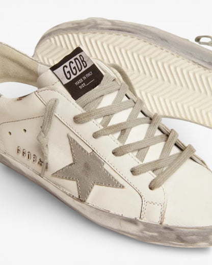 Golden Goose Super‑Star Sneakers Silver Sparkle Foxing Metal Stud Lettering