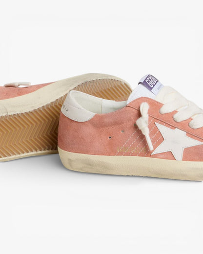 Golden Goose Women’s Super-Star Coral Suede White Leather Star Heel Tab