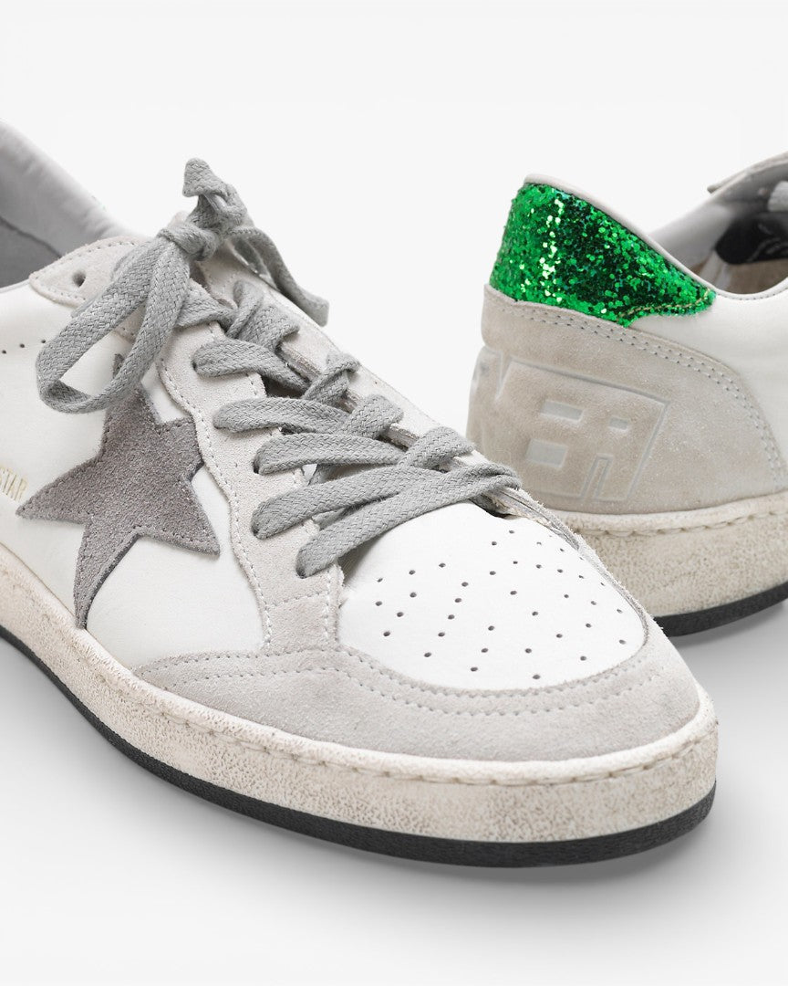 Golden Goose Ball Star Leather Suede Glitter Heel Sneakers