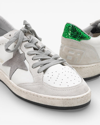 Golden Goose Ball Star Leather Suede Glitter Heel Sneakers