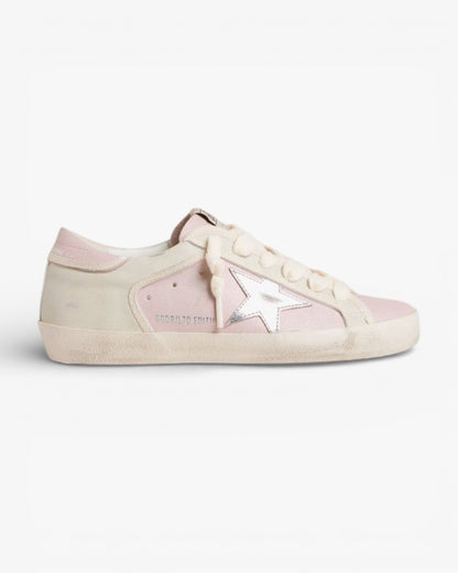Golden Goose Super-Star LTD Pink Leather Silver Foiled Star Pink Leather Heel Tab